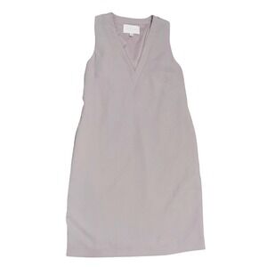 Brochu Walker V-Neck Shift Dress L Taupe Sleeveless Minimalist Luxury Neutral